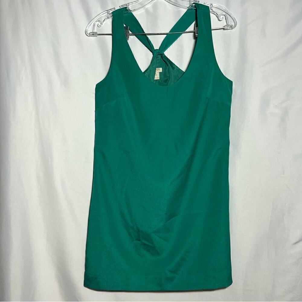 J Crew Petite Razorback Shift‎ Dress Sleeveless Green Womens 4P C3855